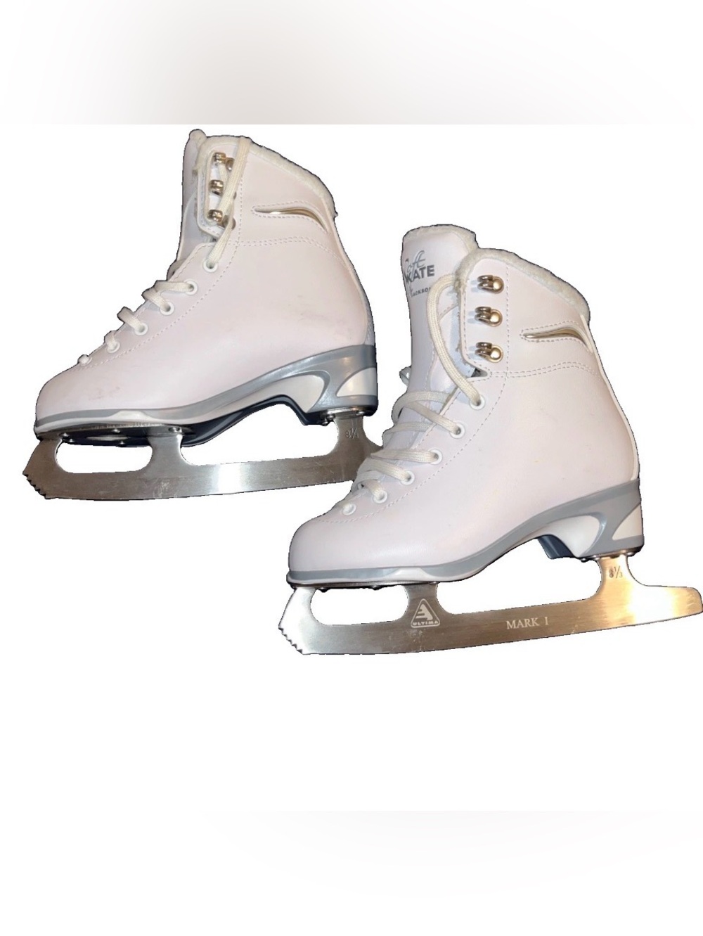 White Figure Ice Skates with Silver Blades